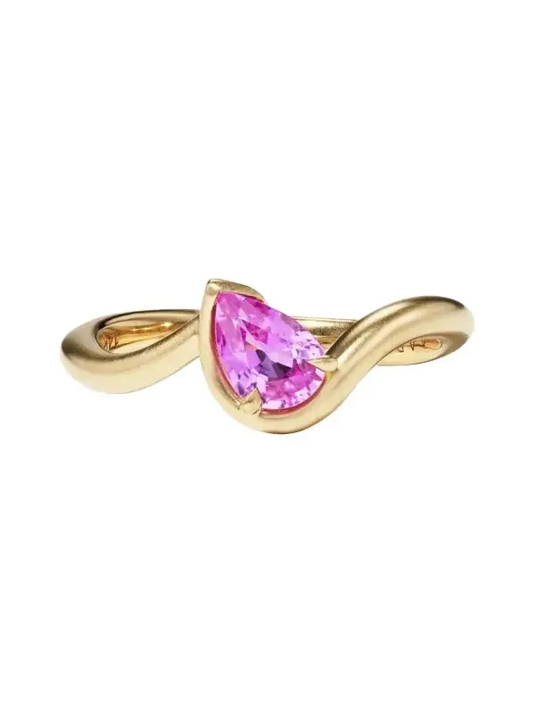 BB Thelma Power Pinky Ring in 14K Gold and Pink Sapphire