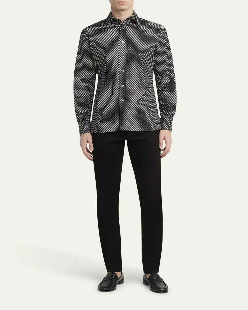 Tom Ford Men's Geometric Cotton Voile Sport Shirt | Thumbnail 2