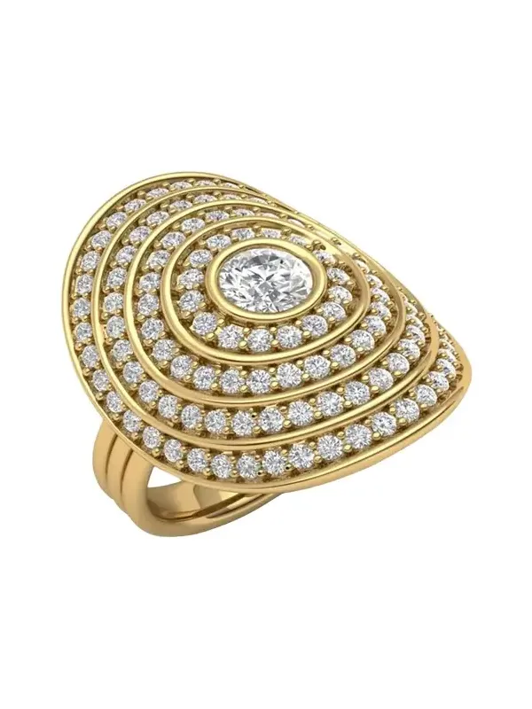 Universum 18K Pave Ring with Center Diamond