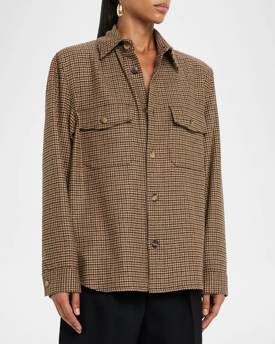 Saint Laurent Houndstooth Wool Shirt Jacket | Thumbnail 3 Saint Laurent Houndstooth Wool Shirt Jacket | Thumbnail 3