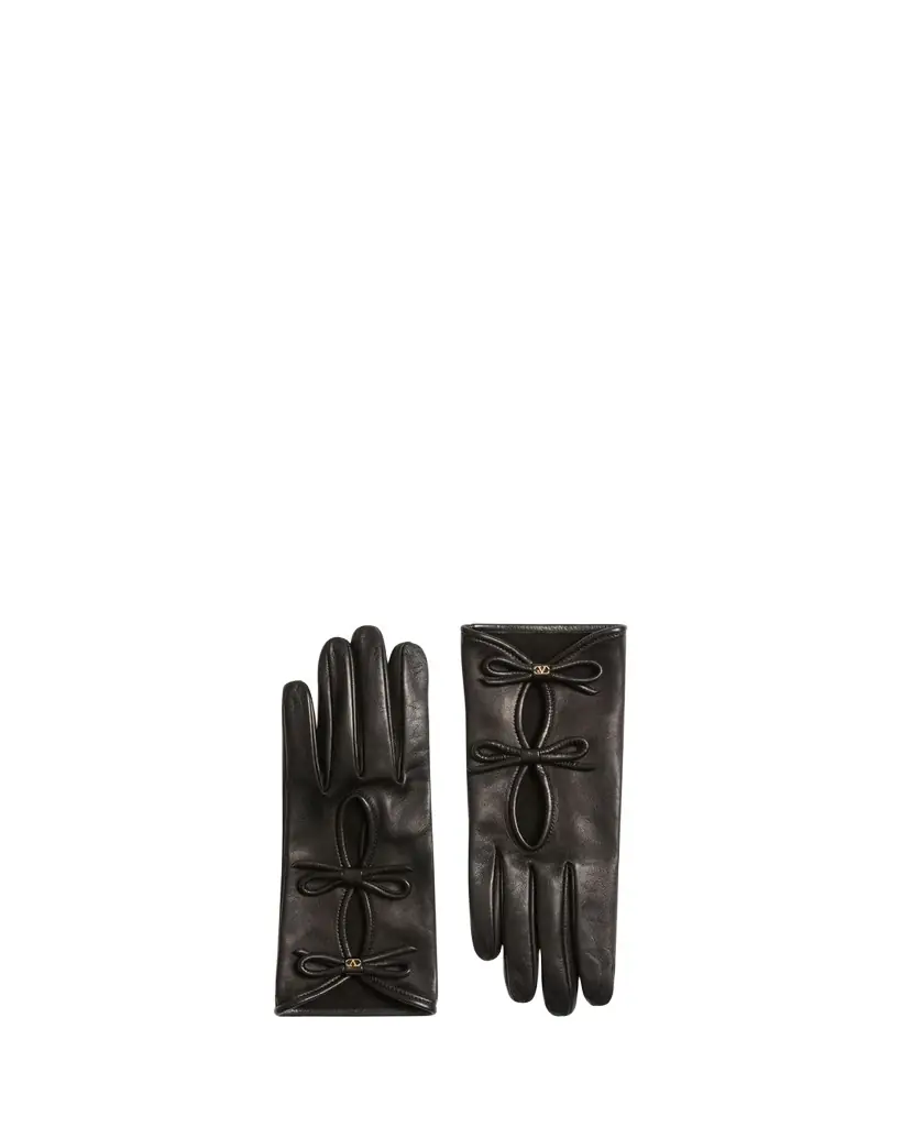 Valentino Garavani VLogo Signature Nappa Leather Bow Gloves | Image 1 Valentino Garavani VLogo Signature Nappa Leather Bow Gloves | Image 1