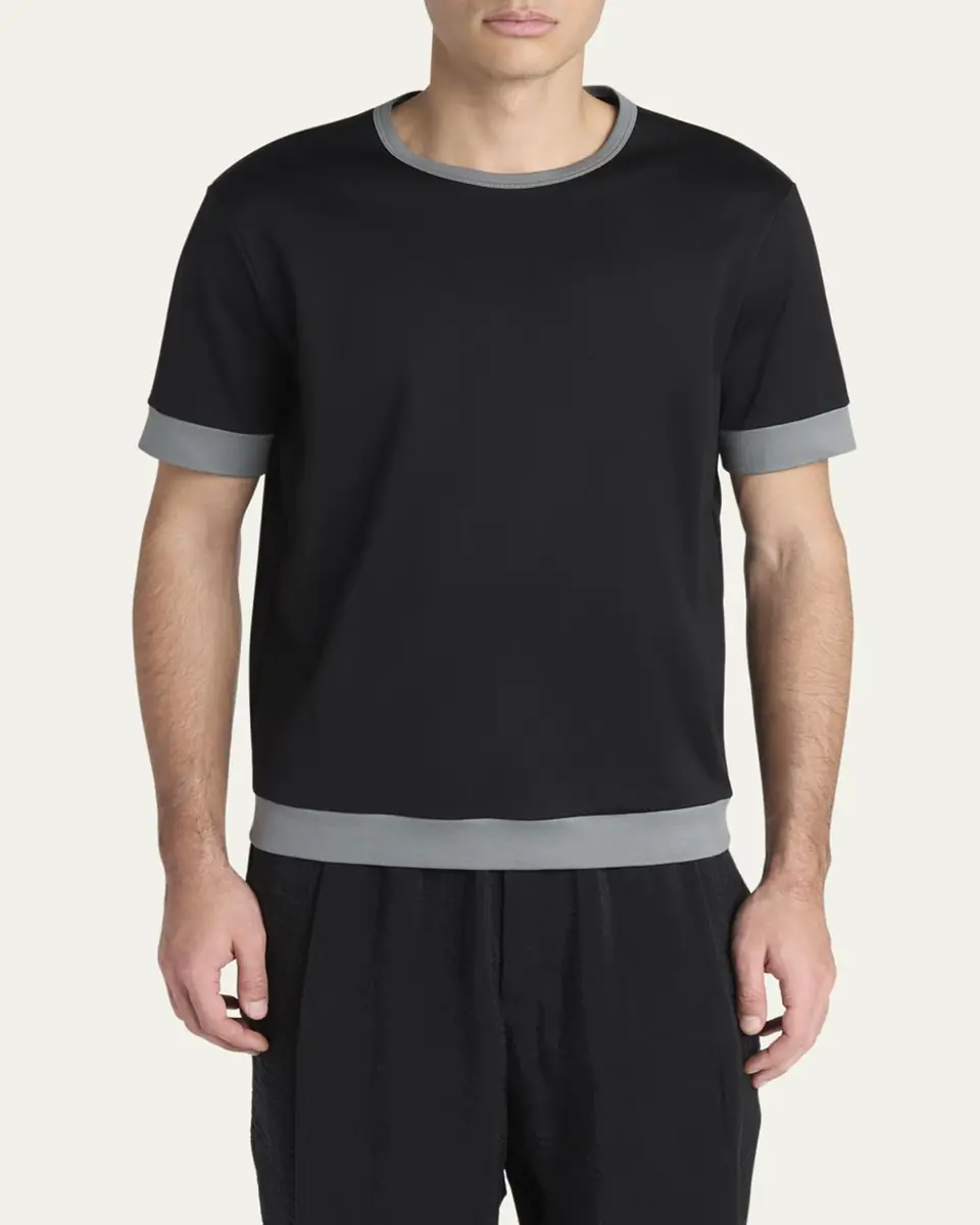 Giorgio Armani Men's Interlock Jersey Crewneck T-Shirt | Thumbnail 2 Giorgio Armani Men's Interlock Jersey Crewneck T-Shirt | Thumbnail 2