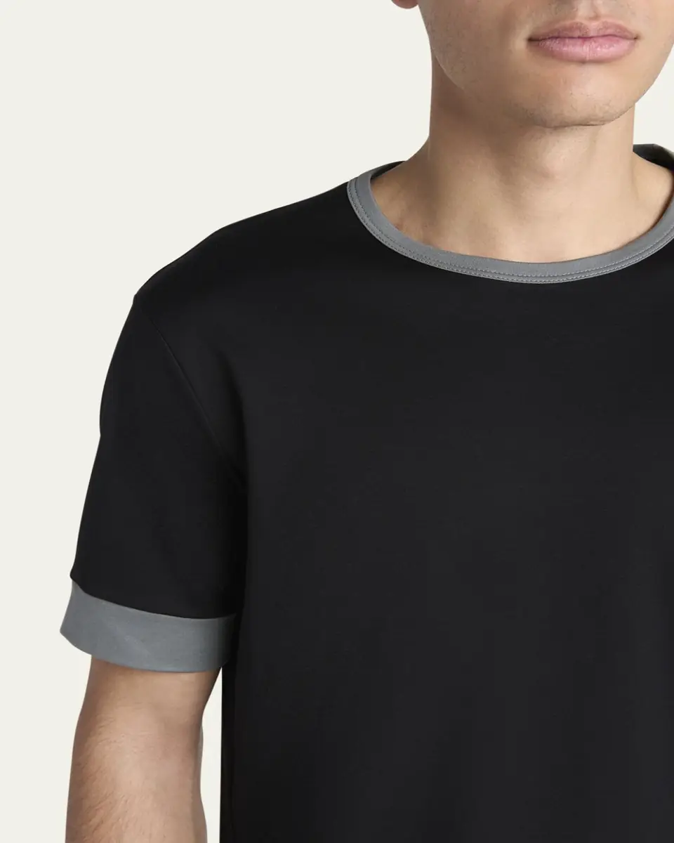 Giorgio Armani Men's Interlock Jersey Crewneck T-Shirt | Thumbnail 3 Giorgio Armani Men's Interlock Jersey Crewneck T-Shirt | Thumbnail 3