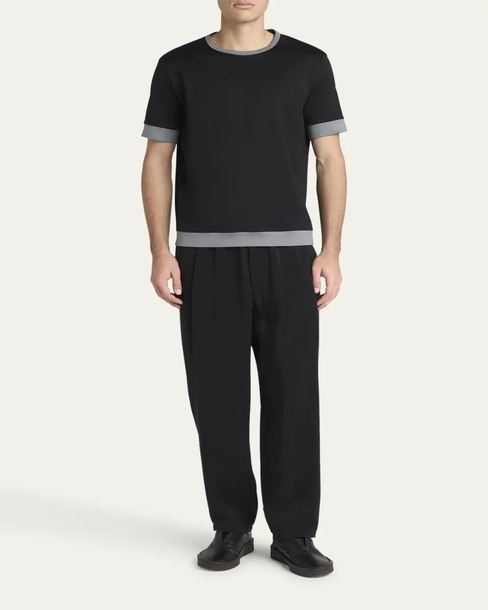 Giorgio Armani Men's Interlock Jersey Crewneck T-Shirt | Thumbnail 4 Giorgio Armani Men's Interlock Jersey Crewneck T-Shirt | Thumbnail 4