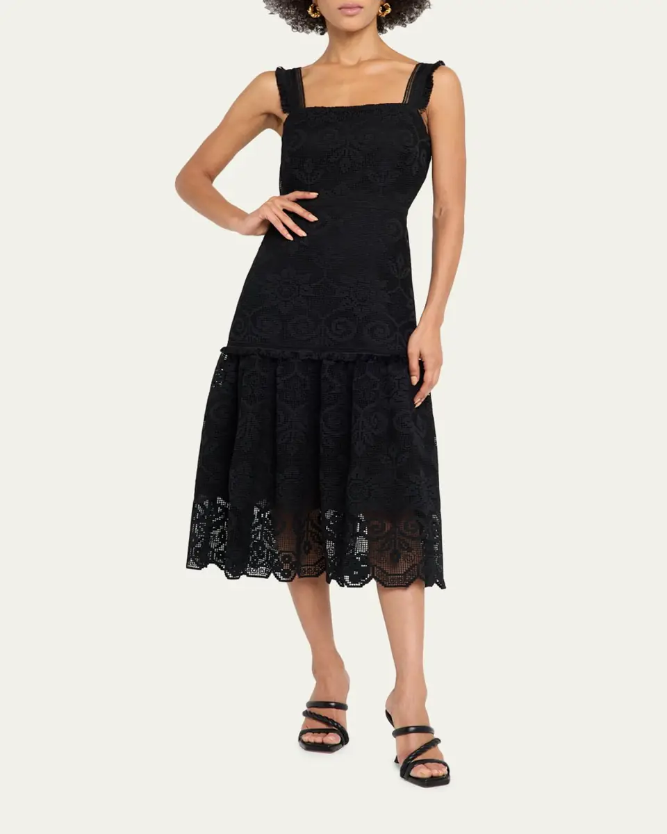 Kobi Halperin Mona Square-Neck Lace Midi Dress | Thumbnail 2 Kobi Halperin Mona Square-Neck Lace Midi Dress | Thumbnail 2