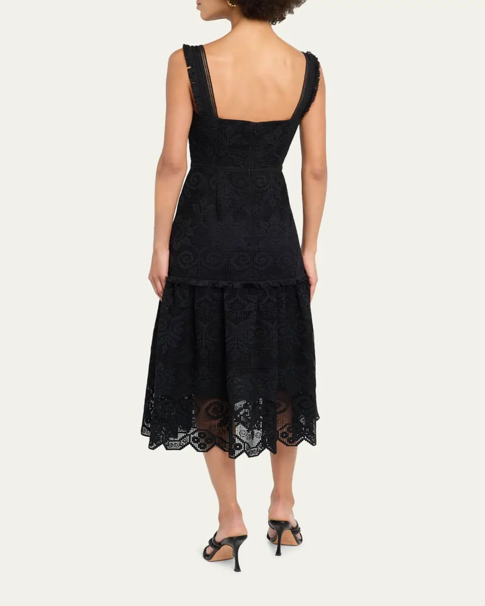 Kobi Halperin Mona Square-Neck Lace Midi Dress | Thumbnail 3 Kobi Halperin Mona Square-Neck Lace Midi Dress | Thumbnail 3