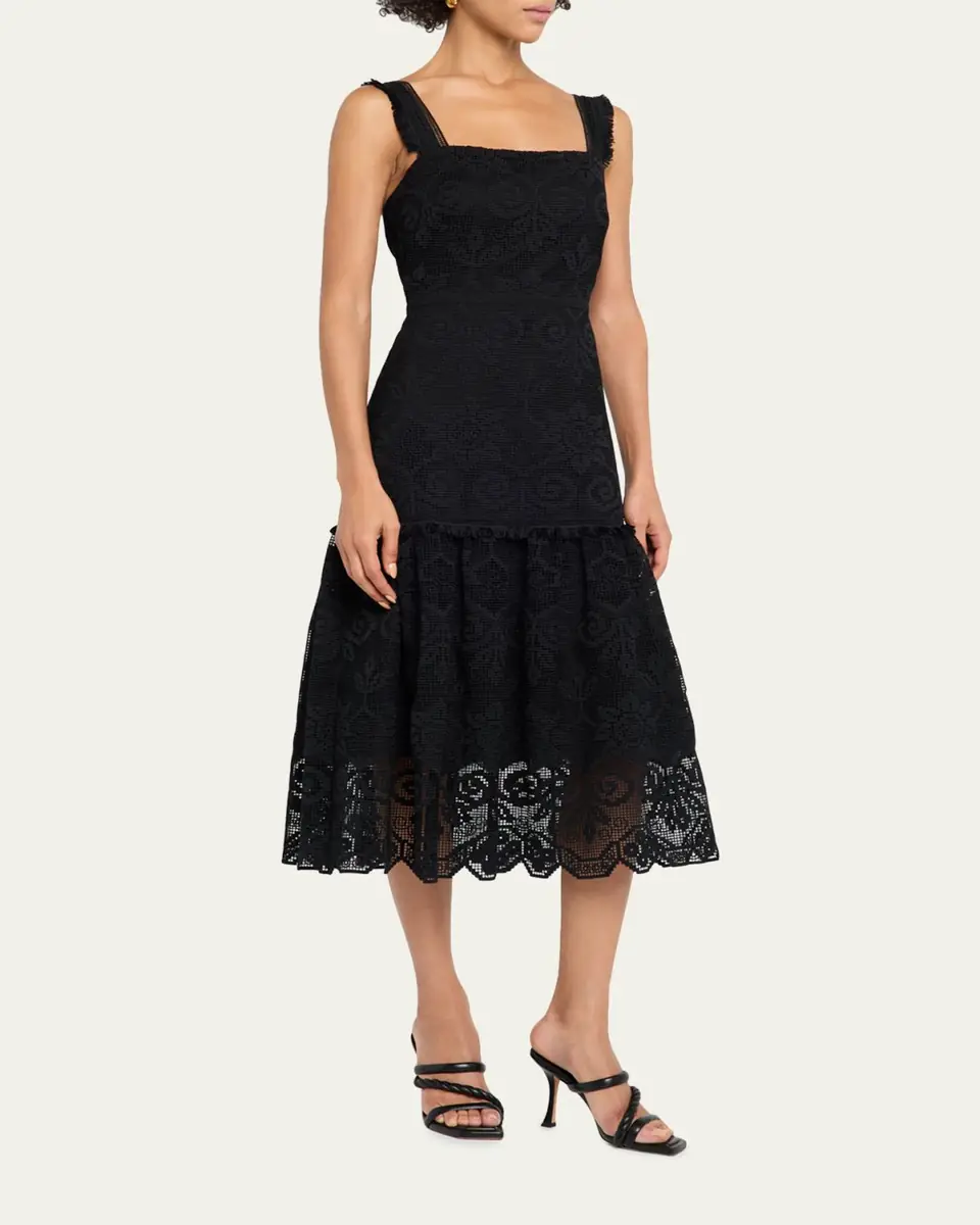 Kobi Halperin Mona Square-Neck Lace Midi Dress | Thumbnail 4 Kobi Halperin Mona Square-Neck Lace Midi Dress | Thumbnail 4