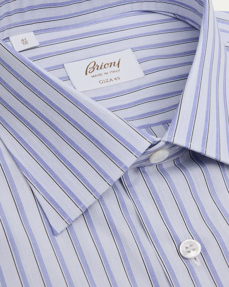 Brioni Men's Giza 45 Poplin Multi-Stripe Dress Shirt | Thumbnail 2 Brioni Men's Giza 45 Poplin Multi-Stripe Dress Shirt | Thumbnail 2