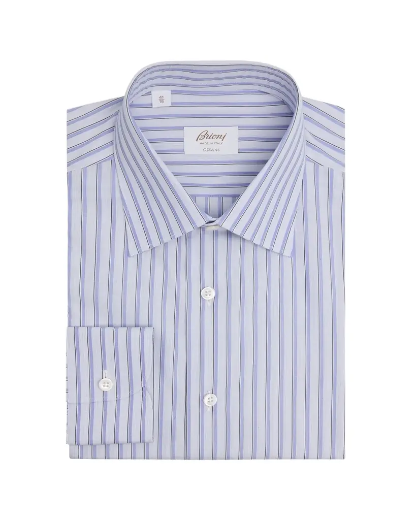 Men's Giza 45 Poplin Multi-Stripe Dress Shirt Men's Giza 45 Poplin Multi-Stripe Dress Shirt