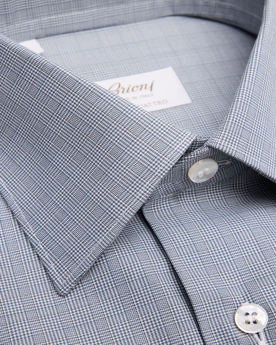 Brioni Men's Ventiquattro Cotton Micro-Plaid Dress Shirt | Thumbnail 2 Brioni Men's Ventiquattro Cotton Micro-Plaid Dress Shirt | Thumbnail 2