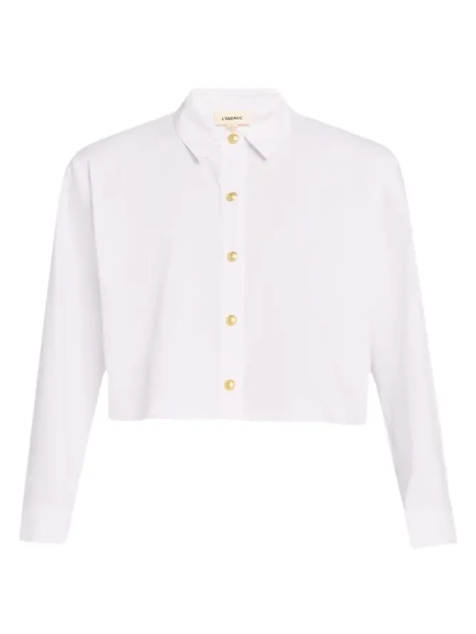 L'Agence Cosette Cropped Button-Front Shirt