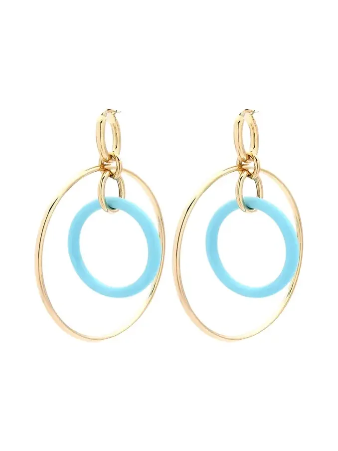 FARAONE MENNELLA by R.F.M.A.S. 18K Yellow Gold Large Turquoise Orbite Earrings