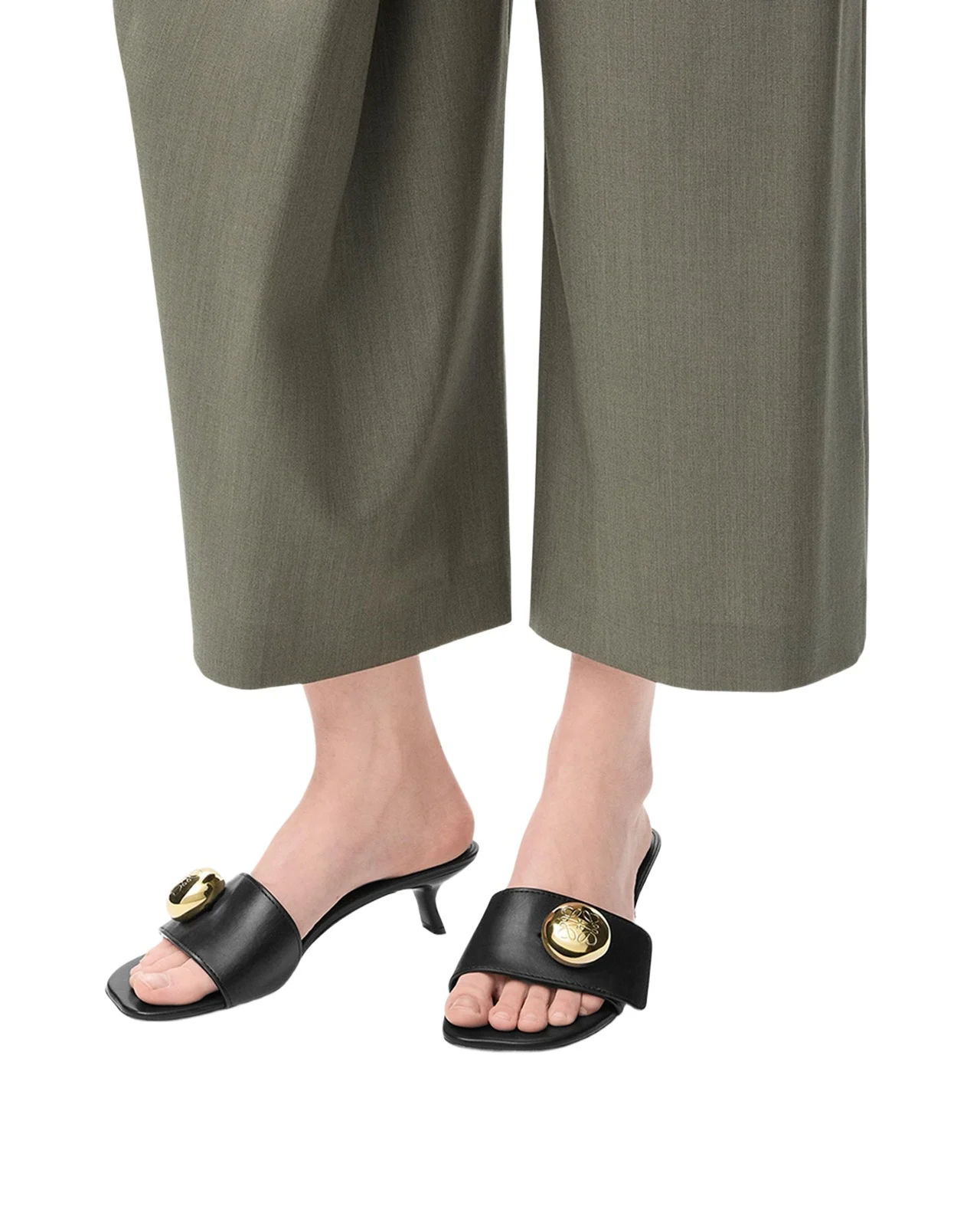Pebble Leather Slide Sandals