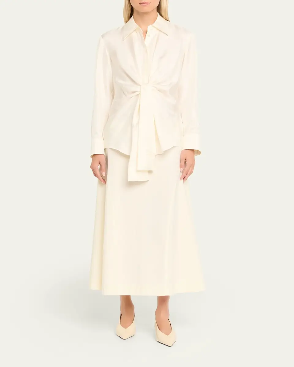 RÓHE Long-Sleeve Silk Knot Shirt | Thumbnail 2 RÓHE Long-Sleeve Silk Knot Shirt | Thumbnail 2