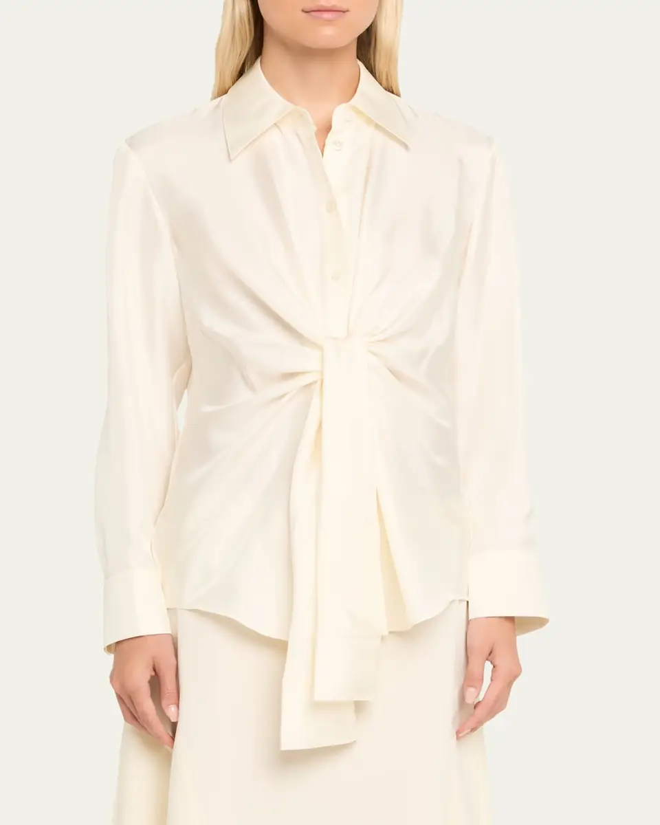 RÓHE Long-Sleeve Silk Knot Shirt | Thumbnail 4 RÓHE Long-Sleeve Silk Knot Shirt | Thumbnail 4