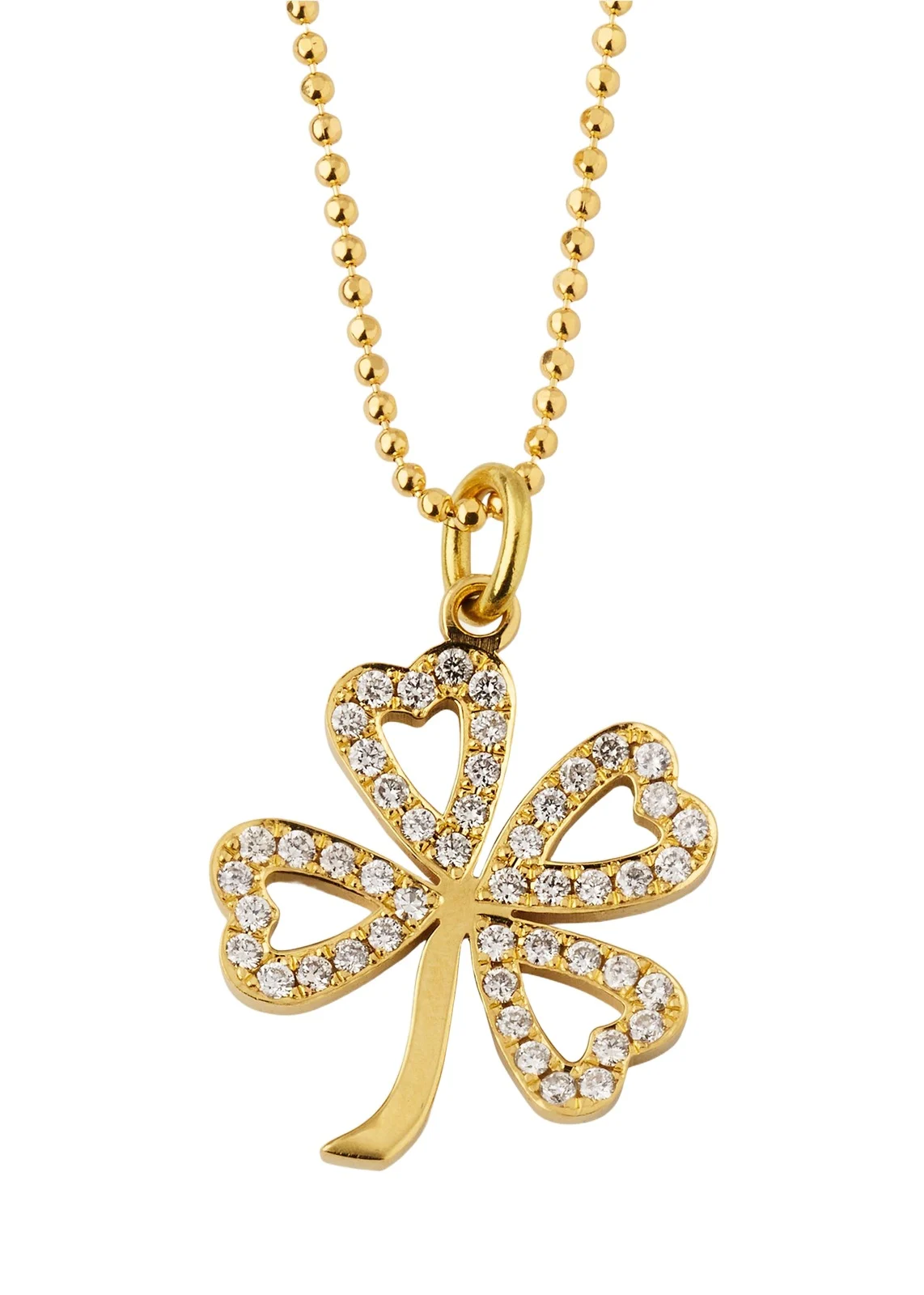 18K Large Diamond Open Clover Pendant Necklace