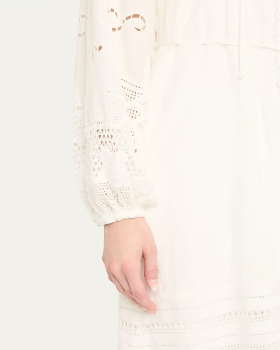 Kobi Halperin Yelle Pintuck Lace-Inset Linen Midi Dress | Thumbnail 5 Kobi Halperin Yelle Pintuck Lace-Inset Linen Midi Dress | Thumbnail 5