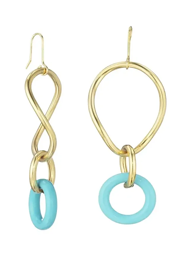 FARAONE MENNELLA by R.F.M.A.S. 18K Yellow Gold Small Turquoise Stella Drop Earrings