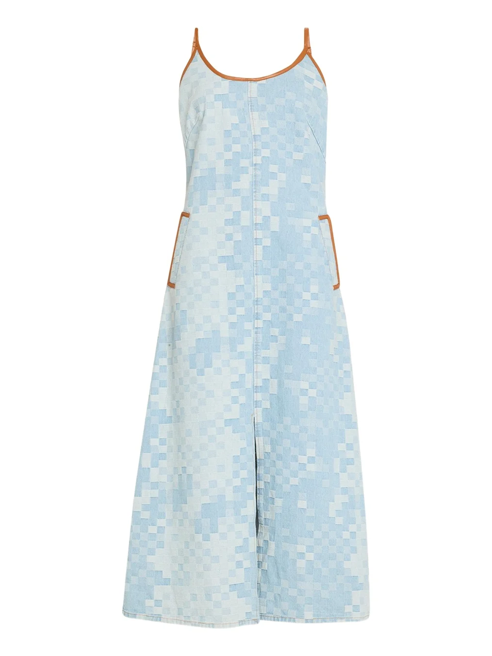 Luna Checkered Denim Midi Dress Luna Checkered Denim Midi Dress