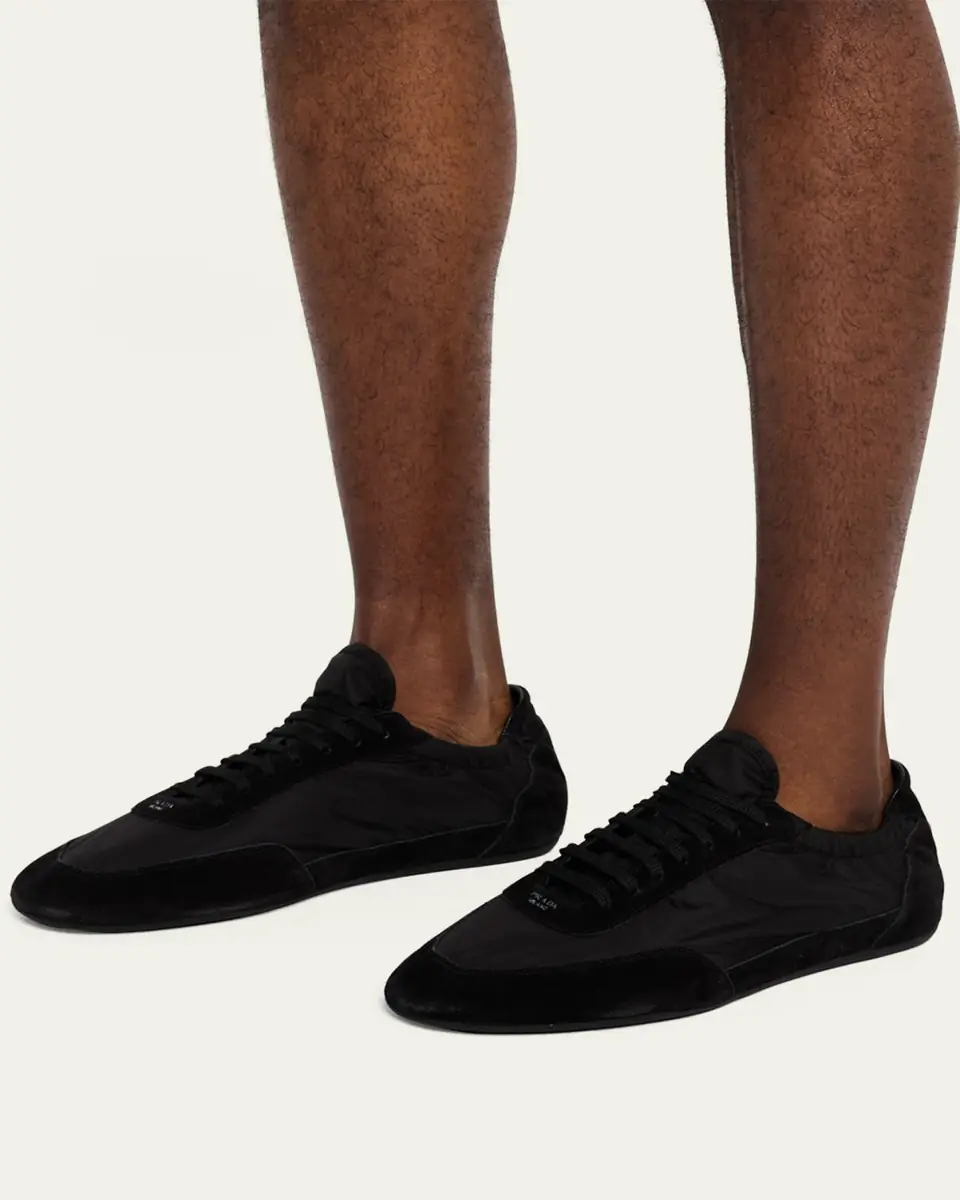Prada Men's Collapse Nylon and Suede Low-Top Sneakers | Thumbnail 2 Prada Men's Collapse Nylon and Suede Low-Top Sneakers | Thumbnail 2