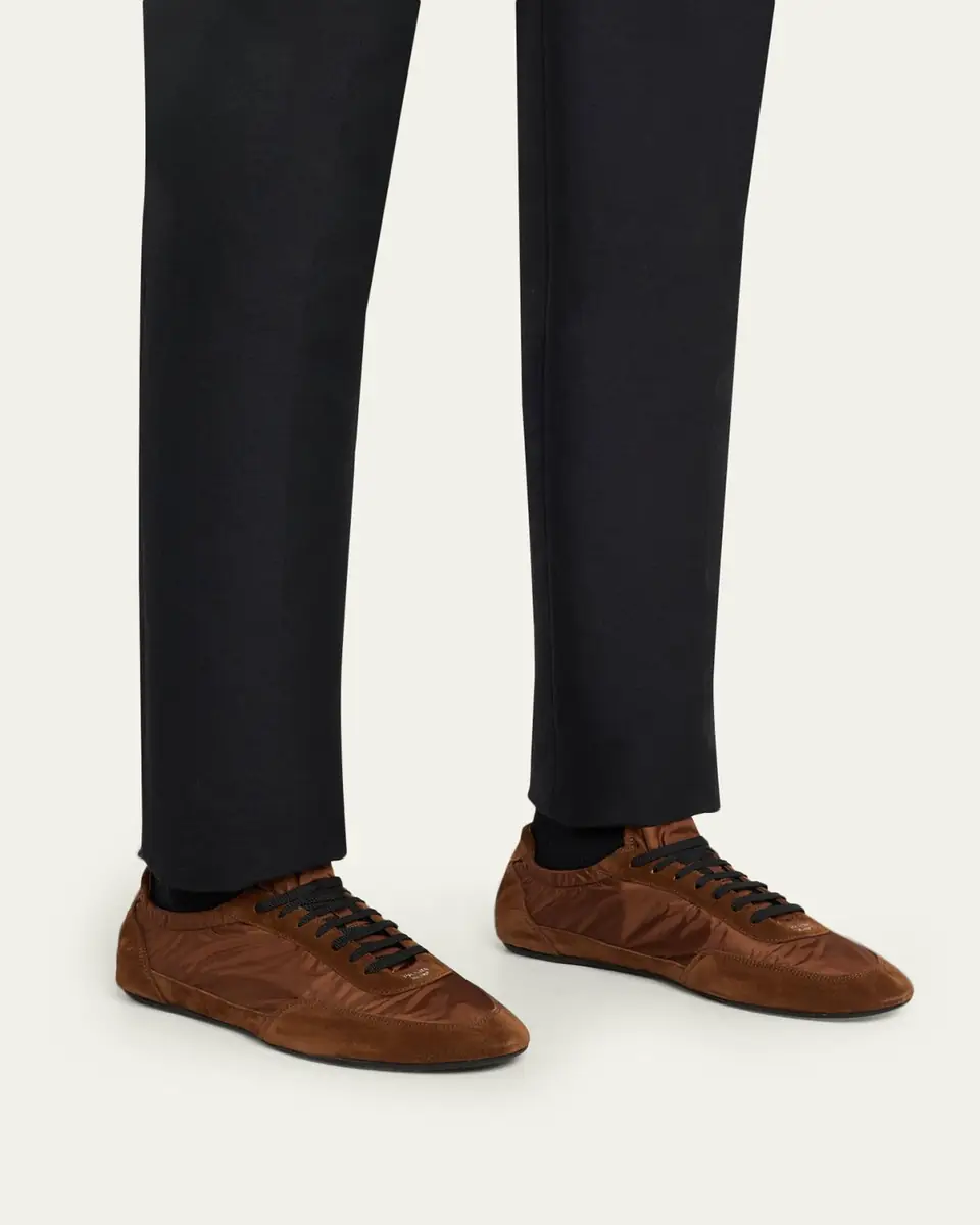 Prada Men's Collapse Nylon and Suede Low-Top Sneakers | Thumbnail 18 Prada Men's Collapse Nylon and Suede Low-Top Sneakers | Thumbnail 18