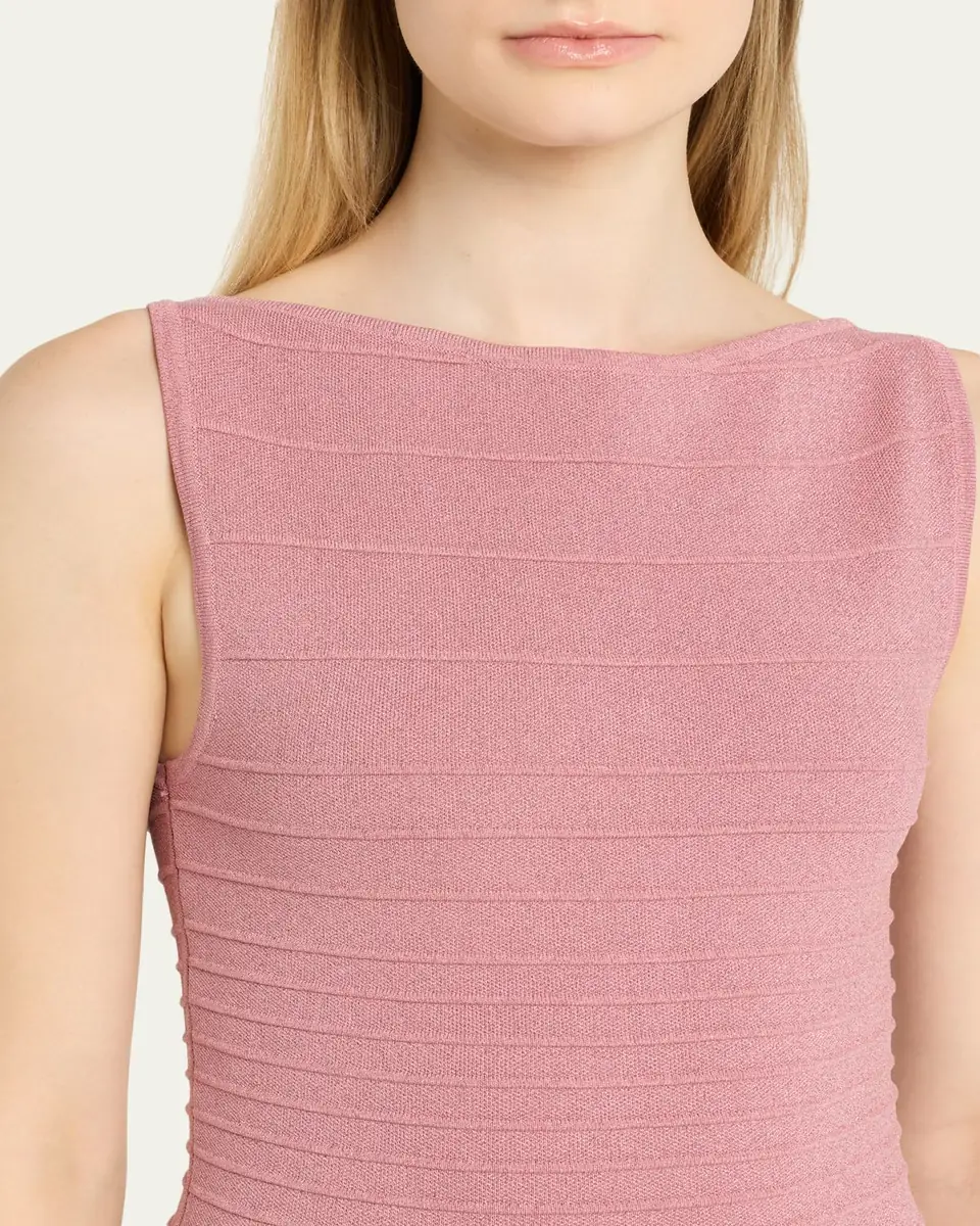 Retrofête Audrina Metallic Knit Godet-Skirt Sleeveless Mini Dress | Thumbnail 5