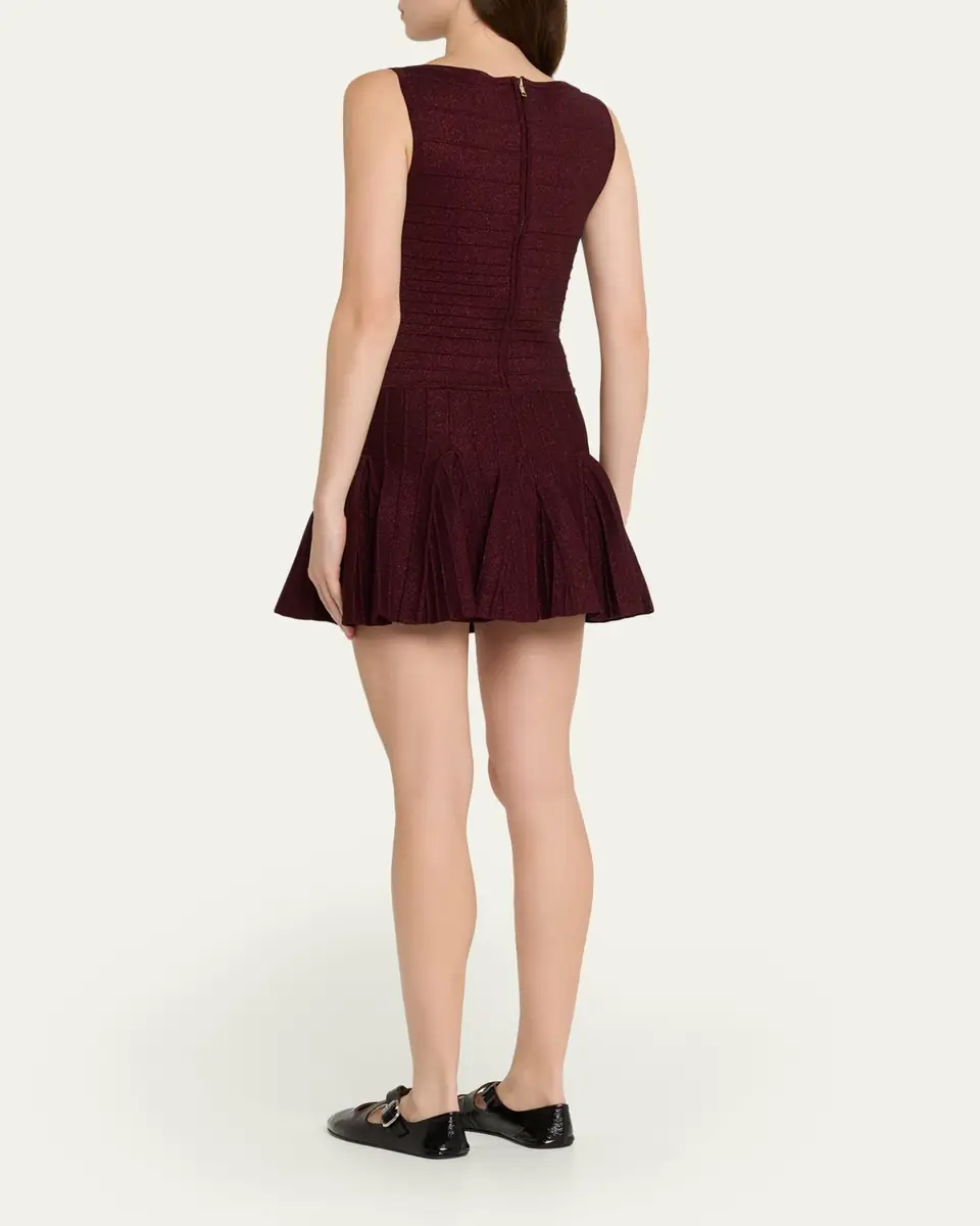 Retrofête Audrina Metallic Knit Godet-Skirt Sleeveless Mini Dress | Thumbnail 7