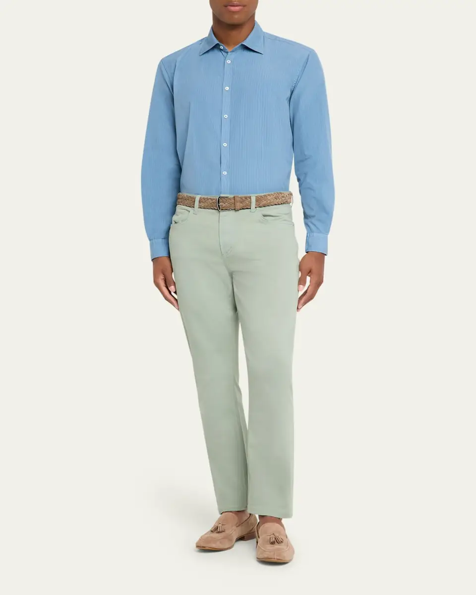 Massimo Alba Men's Genova Stripe Cotton Button-Down Shirt | Thumbnail 4 Massimo Alba Men's Genova Stripe Cotton Button-Down Shirt | Thumbnail 4
