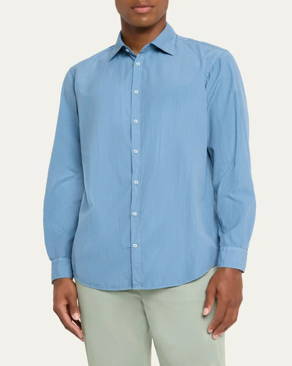 Massimo Alba Men's Genova Stripe Cotton Button-Down Shirt | Thumbnail 5 Massimo Alba Men's Genova Stripe Cotton Button-Down Shirt | Thumbnail 5