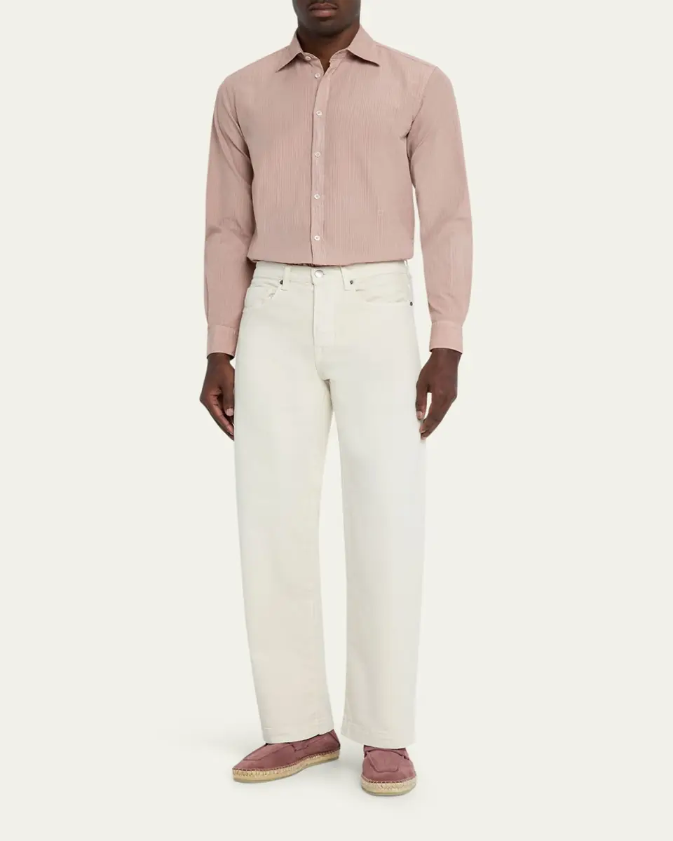 Massimo Alba Men's Genova Stripe Cotton Button-Down Shirt | Thumbnail 6 Massimo Alba Men's Genova Stripe Cotton Button-Down Shirt | Thumbnail 6