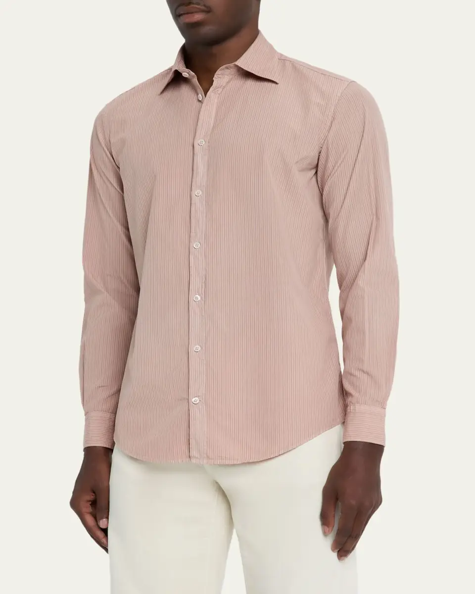 Massimo Alba Men's Genova Stripe Cotton Button-Down Shirt | Thumbnail 8 Massimo Alba Men's Genova Stripe Cotton Button-Down Shirt | Thumbnail 8