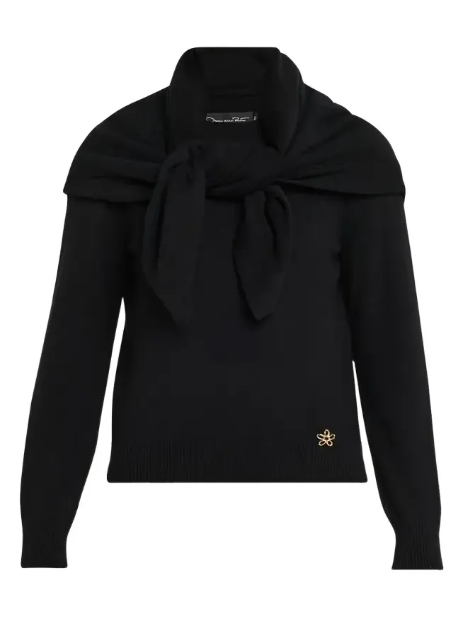 Crewneck Cashmere Sweater With Removable Scarf