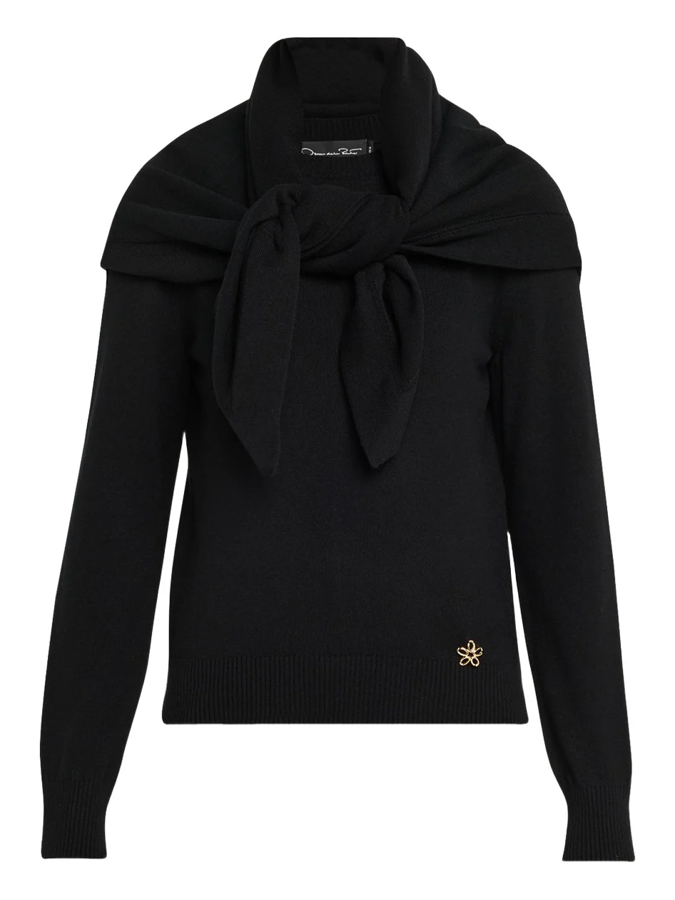 Crewneck Cashmere Sweater With Removable Scarf
