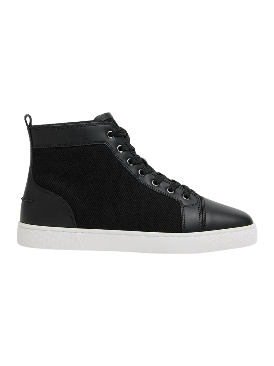 Men's Louis Textile and Leather Red-Sole High-Top Sneakers Men's Louis Textile and Leather Red-Sole High-Top Sneakers