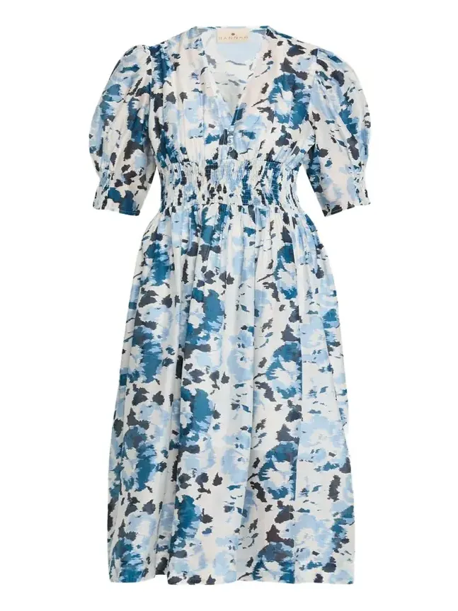 Sophia Puff-Sleeve Midi Dress