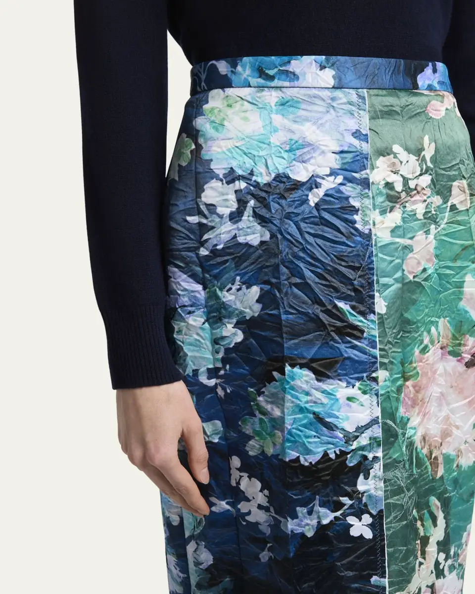 Erdem Colorblock Floral Satin Midi Pencil Skirt | Thumbnail 5 Erdem Colorblock Floral Satin Midi Pencil Skirt | Thumbnail 5