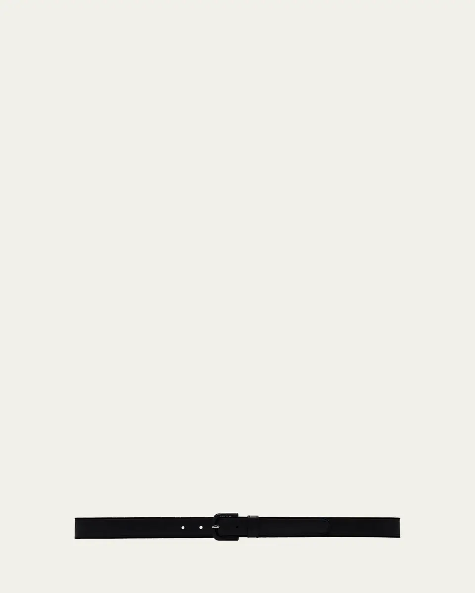Giorgio Armani Men's Velvet-Trim Leather Belt | Thumbnail 3