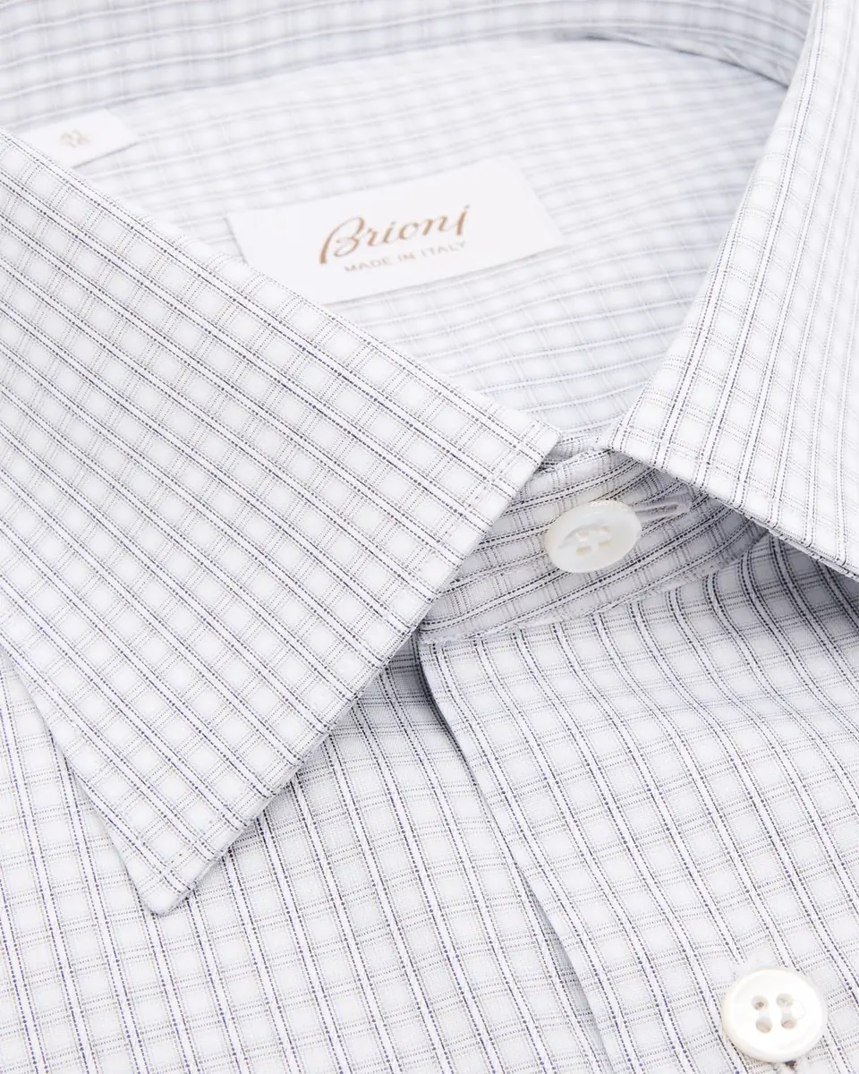 Brioni Men's Classic-Fit Micro-Check Cotton Dress Shirt | Thumbnail 2