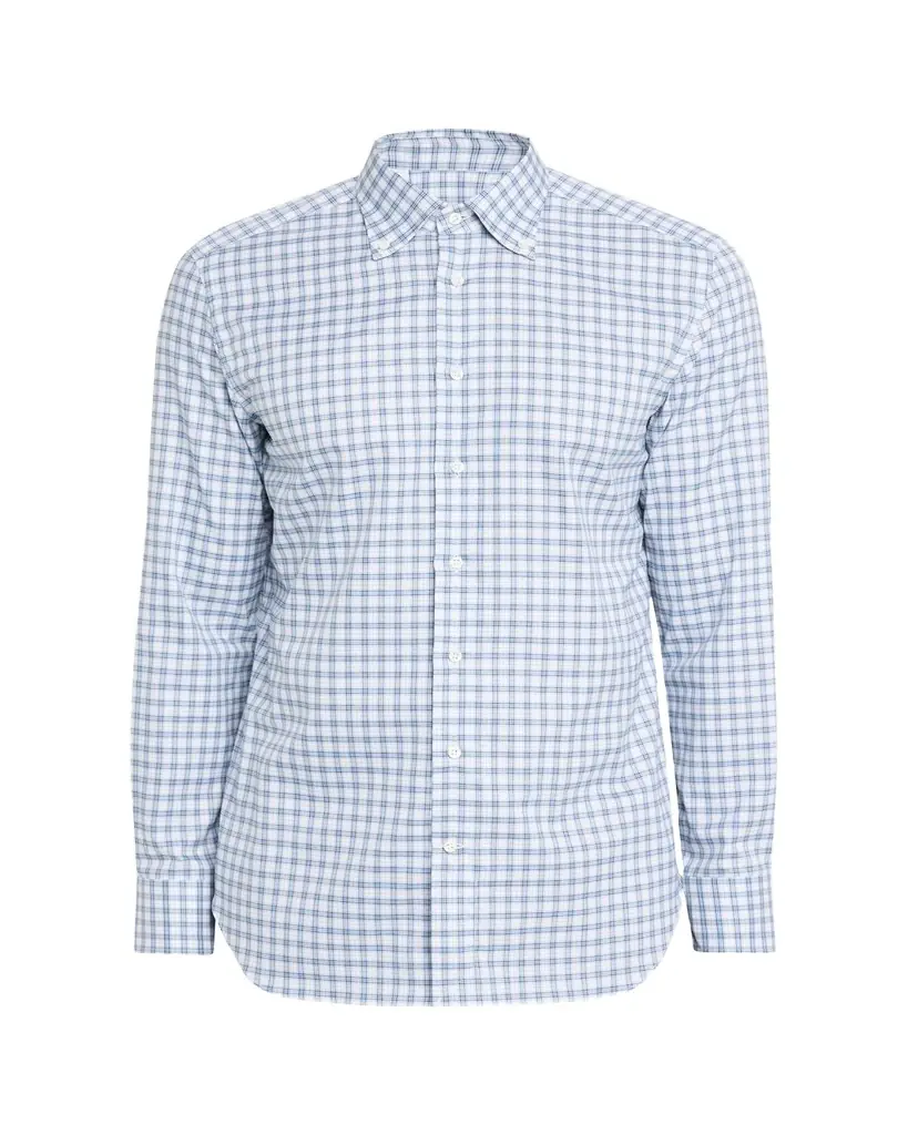 Bergdorf Goodman Men's Cotton Plaid Button-Collar Sport Shirt | Image 1 Bergdorf Goodman Men's Cotton Plaid Button-Collar Sport Shirt | Image 1