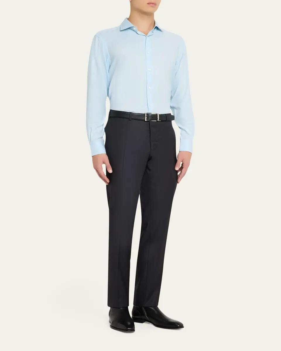 ZEGNA Men's Cashco Cashmere and Cotton Sport Shirt | Thumbnail 2 ZEGNA Men's Cashco Cashmere and Cotton Sport Shirt | Thumbnail 2