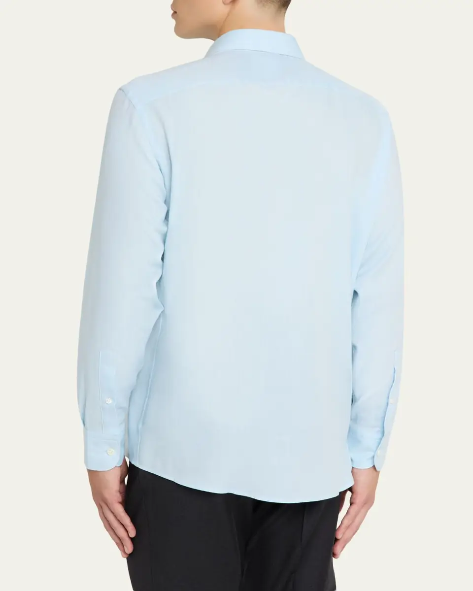 ZEGNA Men's Cashco Cashmere and Cotton Sport Shirt | Thumbnail 3 ZEGNA Men's Cashco Cashmere and Cotton Sport Shirt | Thumbnail 3
