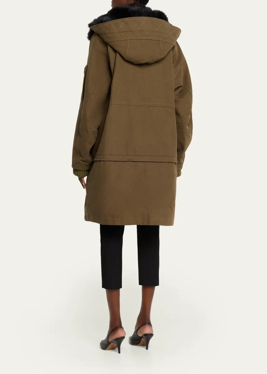 Dolce & Gabbana Lamb Shearling Lined Oversized Hooded Bomber Jacket | Thumbnail 3