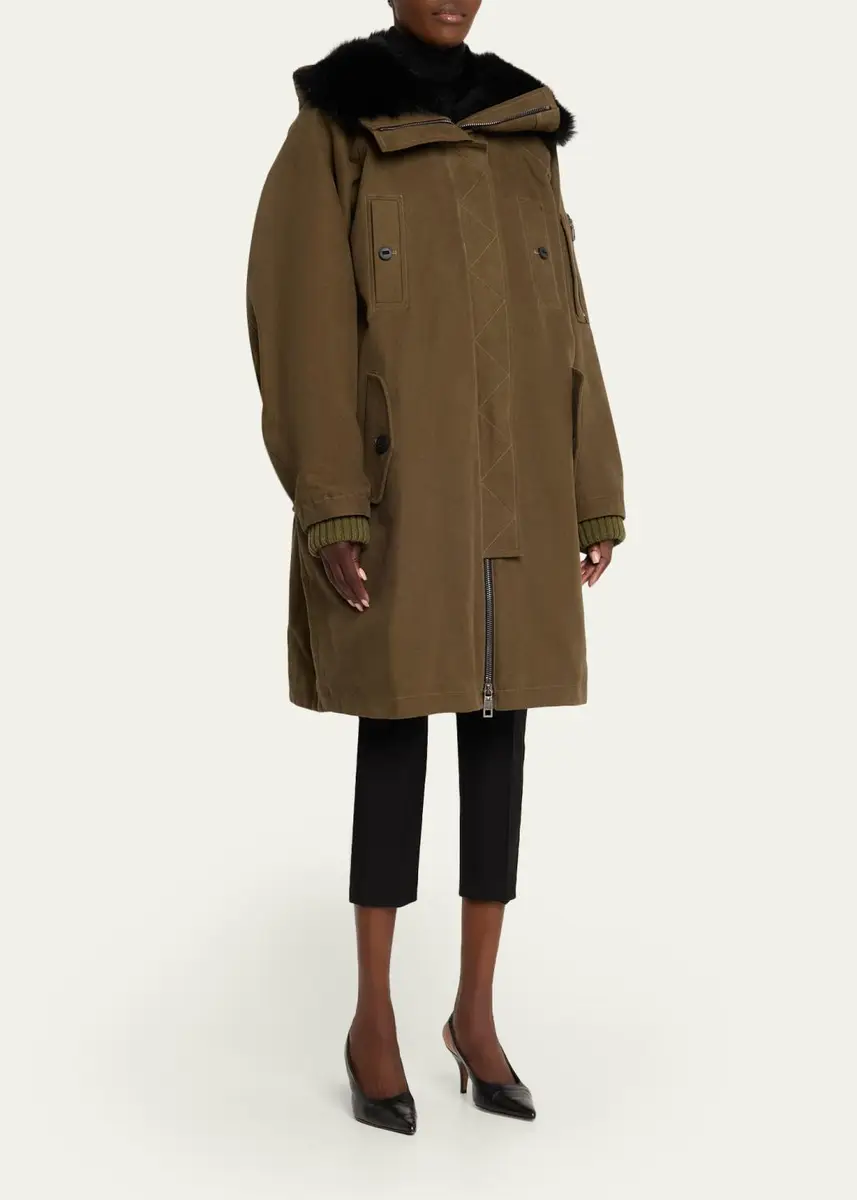 Dolce & Gabbana Lamb Shearling Lined Oversized Hooded Bomber Jacket | Thumbnail 4