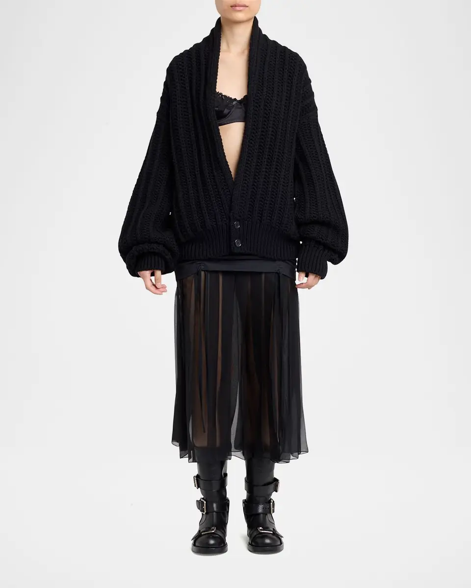 Dolce & Gabbana Twill And Pleated Chiffon Midi Skirt | Thumbnail 6 Dolce & Gabbana Twill And Pleated Chiffon Midi Skirt | Thumbnail 6