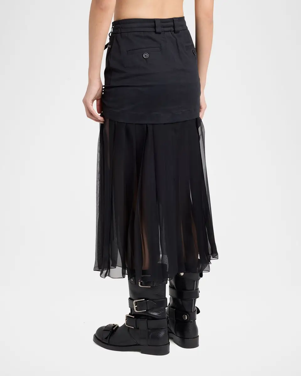 Dolce & Gabbana Twill And Pleated Chiffon Midi Skirt | Thumbnail 7 Dolce & Gabbana Twill And Pleated Chiffon Midi Skirt | Thumbnail 7