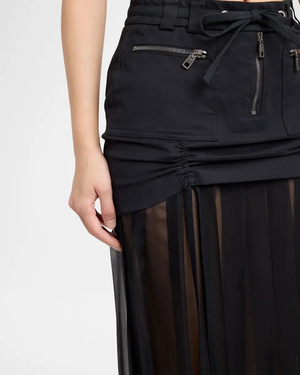Dolce & Gabbana Twill And Pleated Chiffon Midi Skirt | Thumbnail 9 Dolce & Gabbana Twill And Pleated Chiffon Midi Skirt | Thumbnail 9