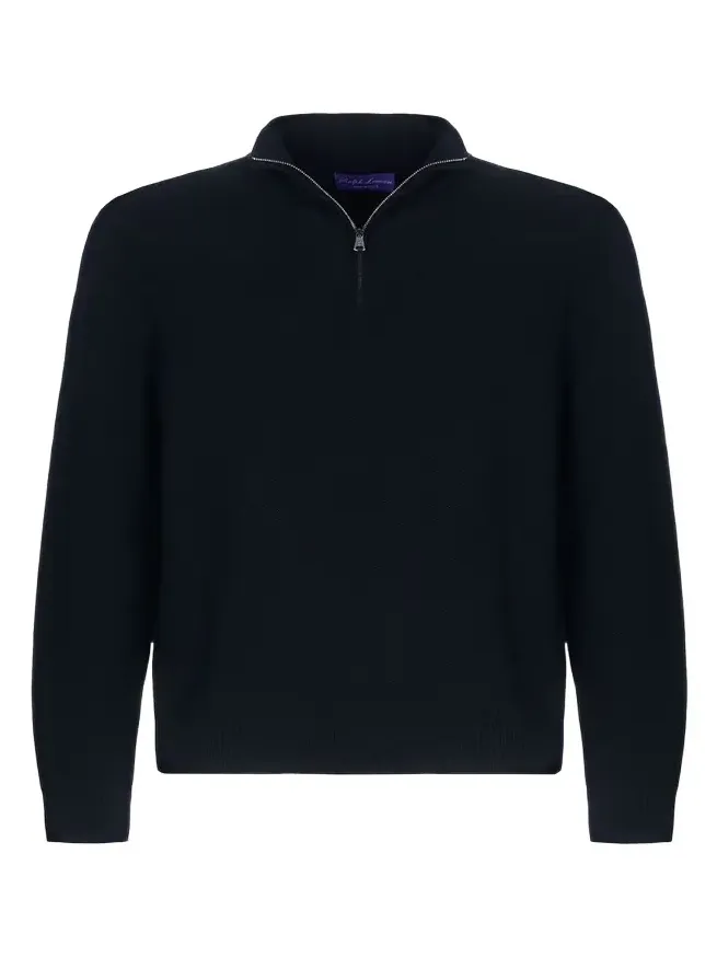 Men's Piqué-Knit Wool Quarter-Zip Sweater Men's Piqué-Knit Wool Quarter-Zip Sweater