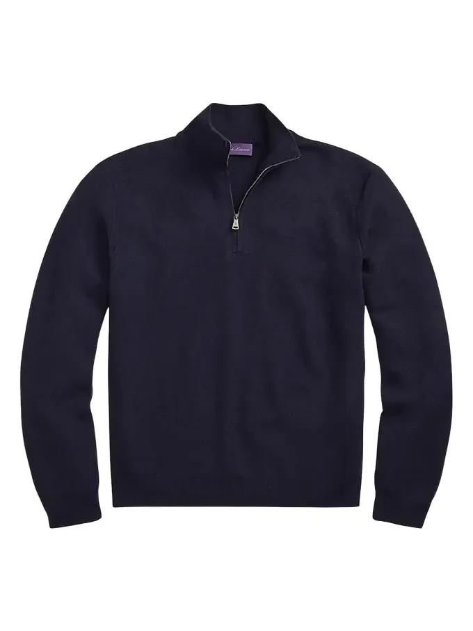 Men's Piqué-Knit Wool Quarter-Zip Sweater Men's Piqué-Knit Wool Quarter-Zip Sweater