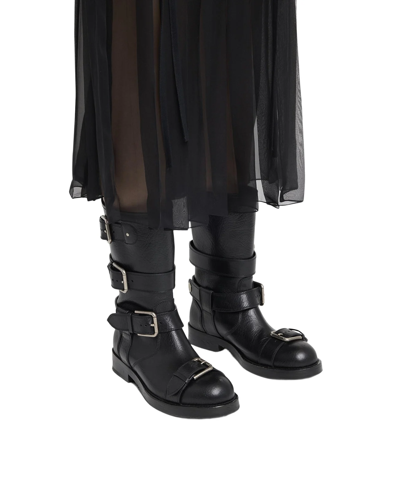 Dolce & Gabbana Leather Buckle Ankle Boots
