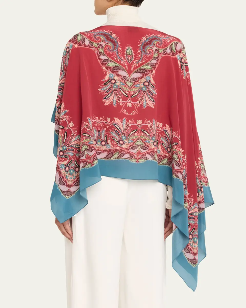 Etro Asymmetric Paisley Silk Poncho | Thumbnail 3 Etro Asymmetric Paisley Silk Poncho | Thumbnail 3